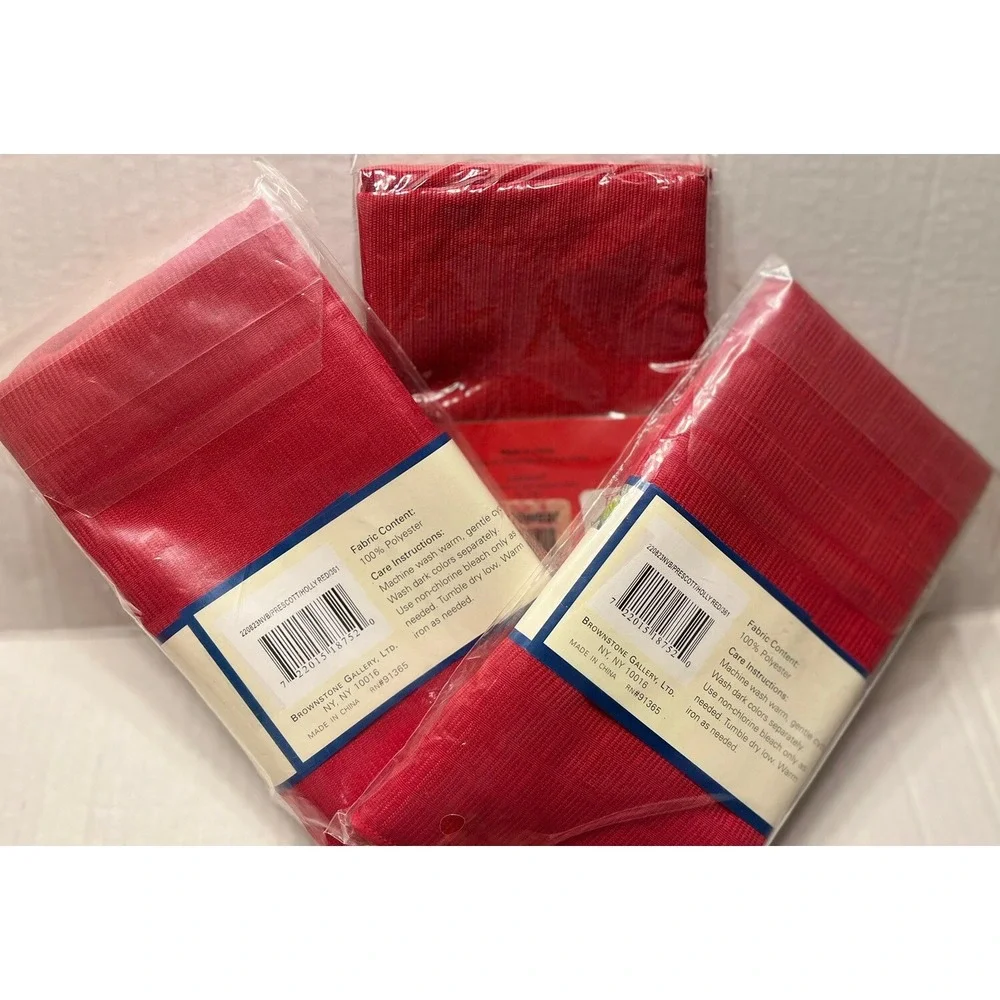 3 packs of NWT Prescott Solid & Holiday Homewear RED Napkins (Set of 4 each)